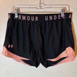 Under Armour Womens HeatGear Play Up 3.0 Shorts Black Peach Size Large